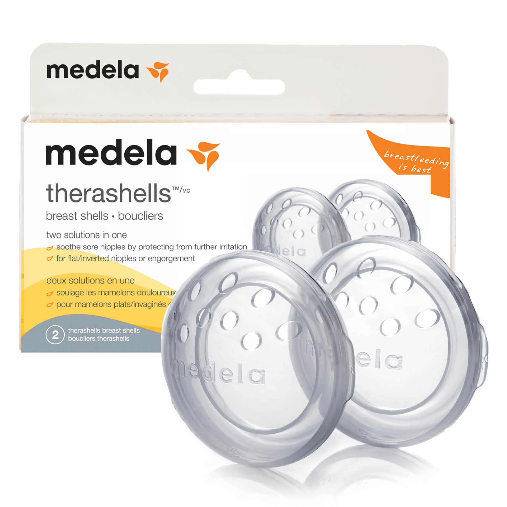 Medela TheraShells Breast Shells, Protect Sore, Flat, or Inverted Nipples  While Pumping or Breastfeeding, Natural Appearance and Exceptional Comfort